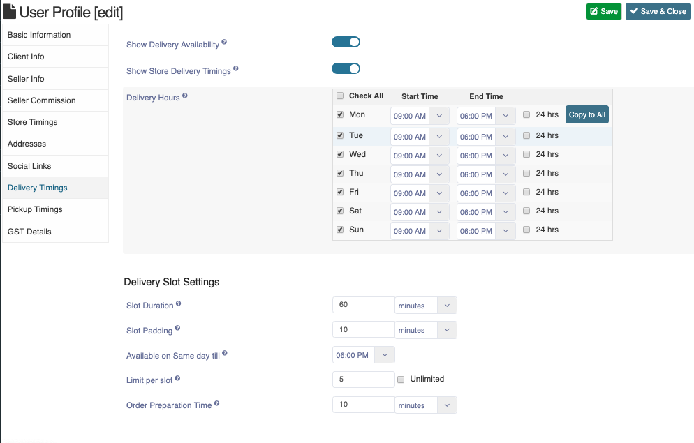 Date & Time Slots